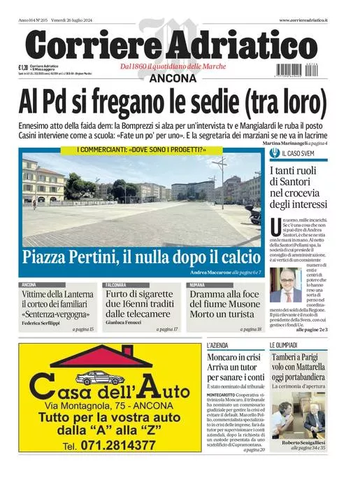 Prima-pagina-corriere adriatico-edizione-di-oggi-26-07-2024